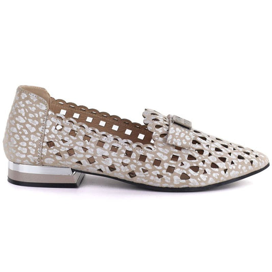 Women's leather openwork taupe shoes Vinceza 99205 Vinceza