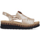 Rieker V7972-60 women's gold wedge sandals Rieker