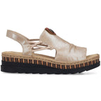 Rieker V7972-60 women's gold wedge sandals Rieker