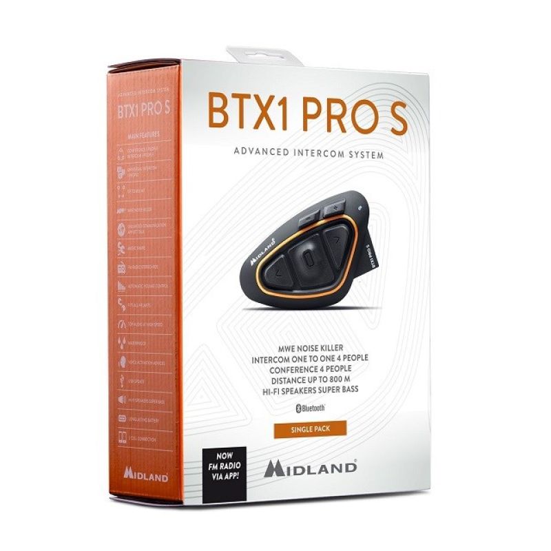 Midland BTX1 PRO S-SINGLE motorcycle intercom for 1 helmet In preparation Your Sports Performance