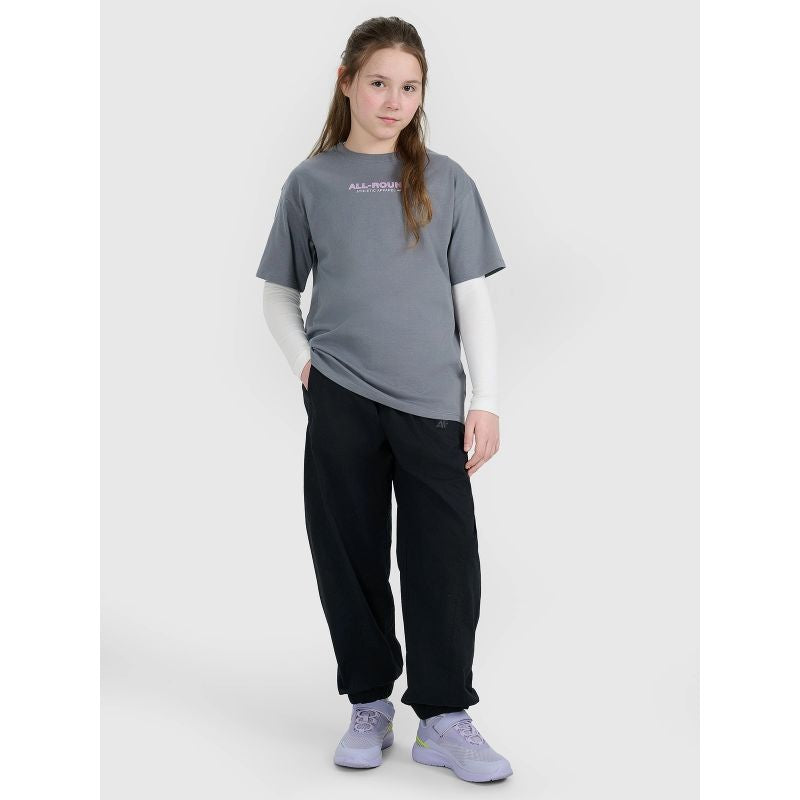Oversized T-shirt with print for girls 4F 4FJWAW25TTSHF2387-23S 4f