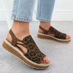 Women's beige leopard print platform sandals Rieker 62741-90 Footwear Your Sports Performance