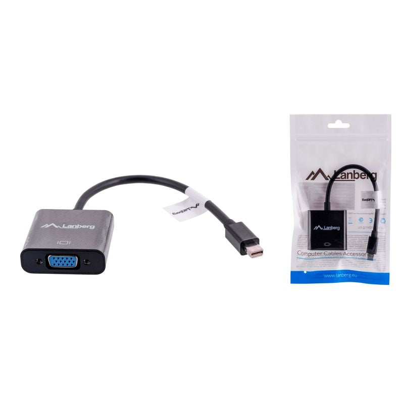 Lanberg AD-0006-BK adapter (Mini DisplayPort M - D-Sub (VGA) F; 0.20m; black) Kable i adaptery/Adaptery, przejściówki Your Sports Performance