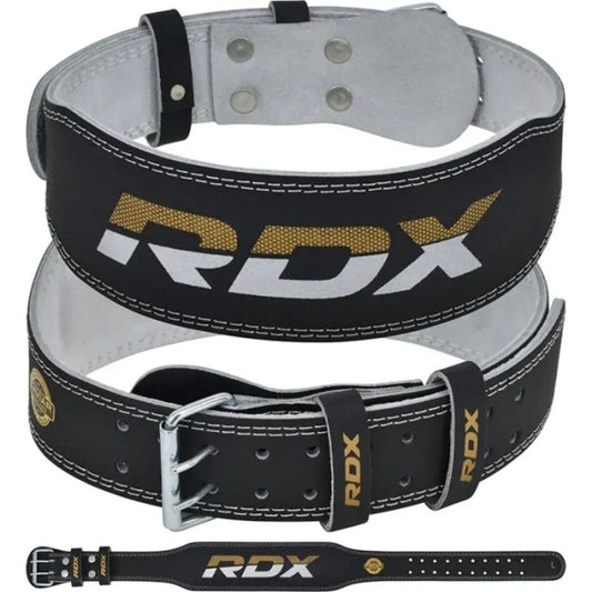 4" GOLD LEATHER BODYBUILDING BELT FOR EXERCISES - RDX S RDX - Pozostałe Your Sports Performance