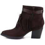 Women's insulated cowboy boots with fringes, chocolate M.Daszyński