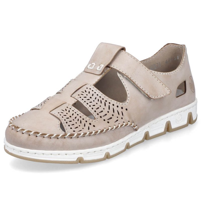 Rieker W RKR651 beige leather openwork shoes with velcro Footwear/Lifestyle/Rieker Your Sports Performance