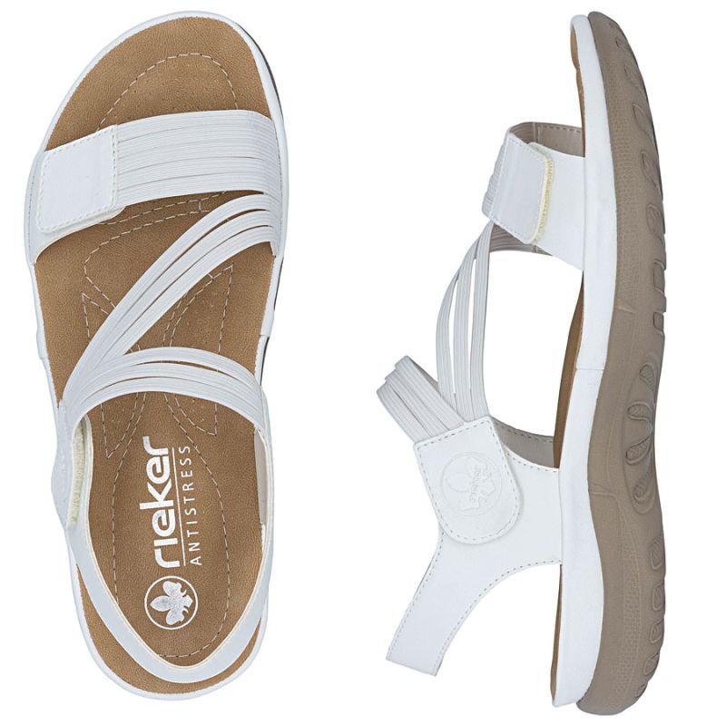 Comfortable women's sandals with Velcro and elastic bands, white Rieker 64870-81 Rieker