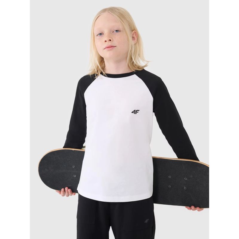 Boys' longsleeve regular plain 4F 4FJWSS25TLONM420-10S *Kategoria tymczasowa Your Sports Performance