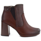 Women's ankle boots with a block heel and platform, insulated, dark brown, M.Daszyński AF125B-1
