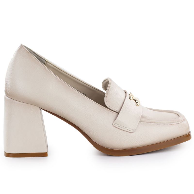 Women's beige heeled moccasins Potocki SZ12783 To be categorized Your Sports Performance