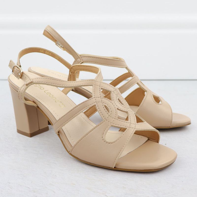 Beige Sergio Leone SK884 women's block heel sandals Footwear Your Sports Performance
