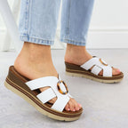 Women's leather wedge sandals white Remonte D2L52-80 Footwear Your Sports Performance