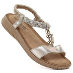 Women's gold sandals with elastic bands S.Barski KV61-6051 S.Barski