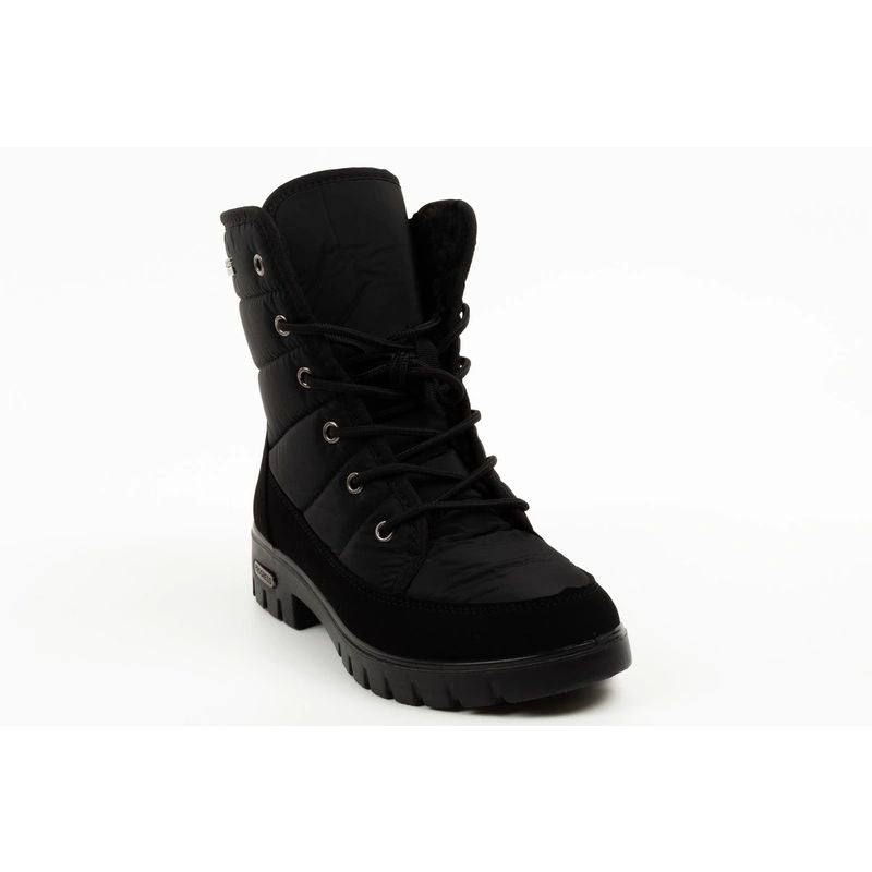 Progress Women’s Winter Boots, Black Insulated Snow Boots with Sheepskin Lining