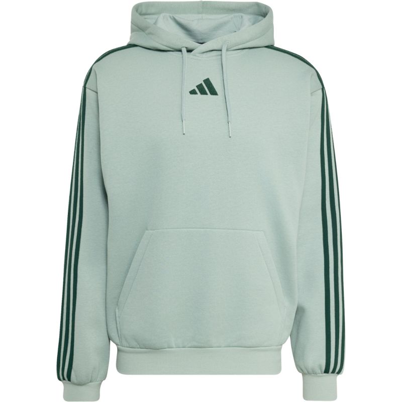 Men's adidas Essentials 3-Stripes Fleece Hoodie light green KY4172