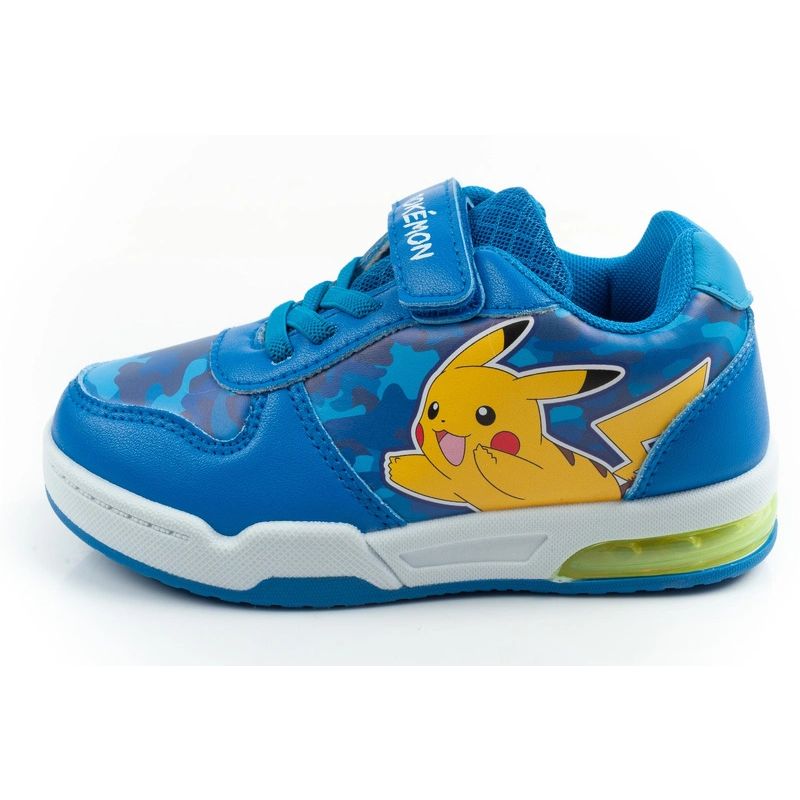 Leomil children's sports shoes Pokemon sneakers lightweight with velcro LED blue