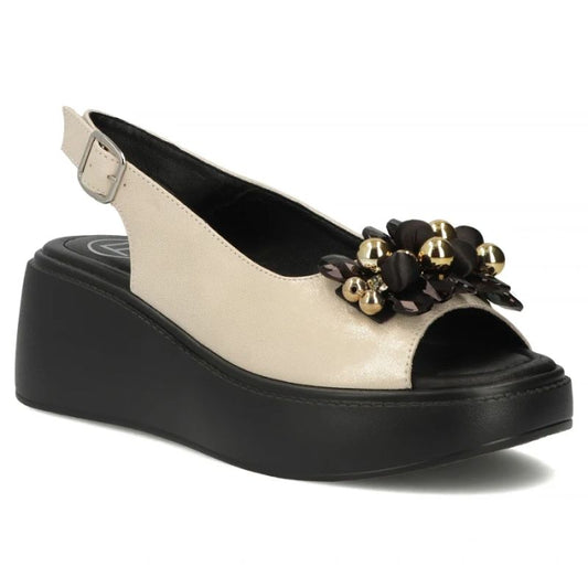 Women's gold leather wedge sandals Filippo DS7577 Filippo
