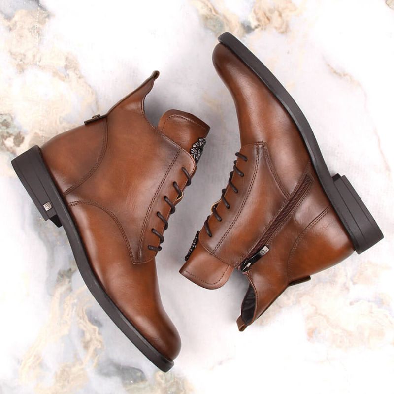 Lace-up and zipper ankle boots Potocki W WOL171C brown Footwear/Outdoor/Potocki Your Sports Performance