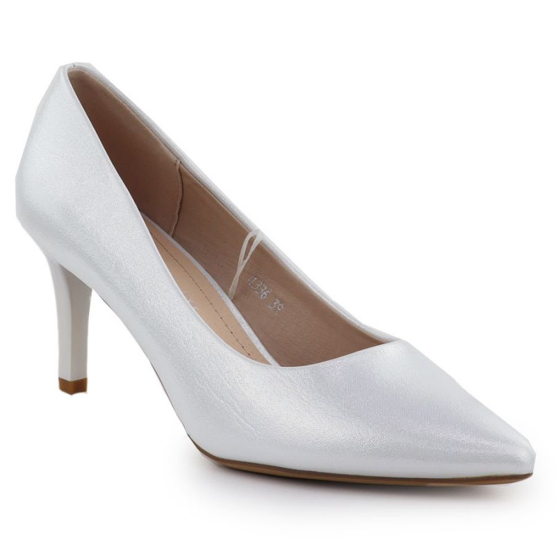 Women's satin silver pumps Sergio Leone 1336 Footwear Your Sports Performance