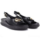 Women's leather platform sandals black S.Barski 61-6047 S.Barski