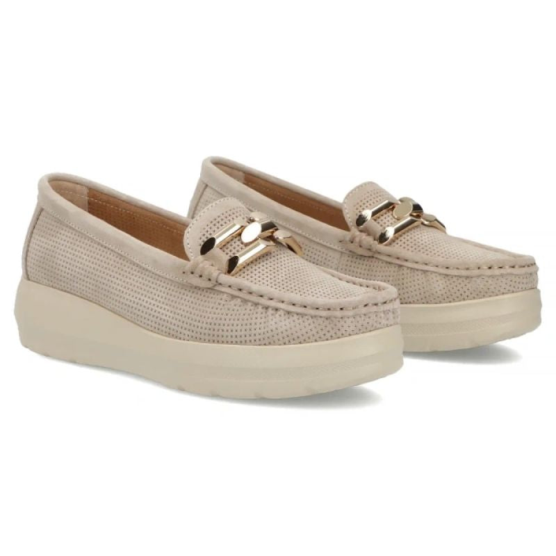 Beige leather wedge loafers Filippo DP7652 Filippo