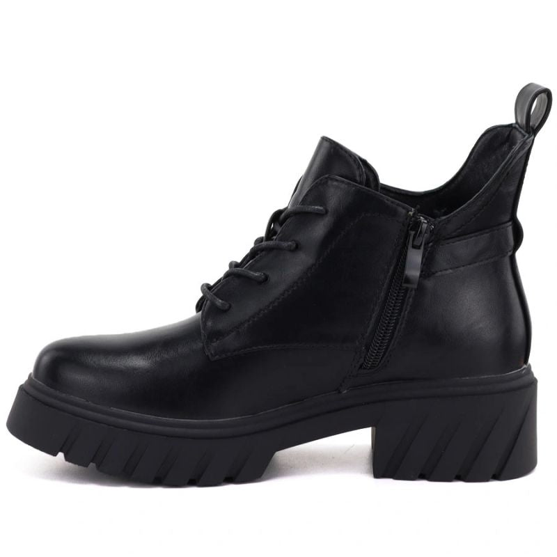 Women’s black ankle boots with block heel and platform, Jezzi MR2502-3