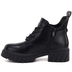 Women’s black ankle boots with block heel and platform, Jezzi MR2502-3