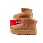 Lee Cooper women's winter snow boots, fashionable fur lined ankle boots, brown Lee Cooper