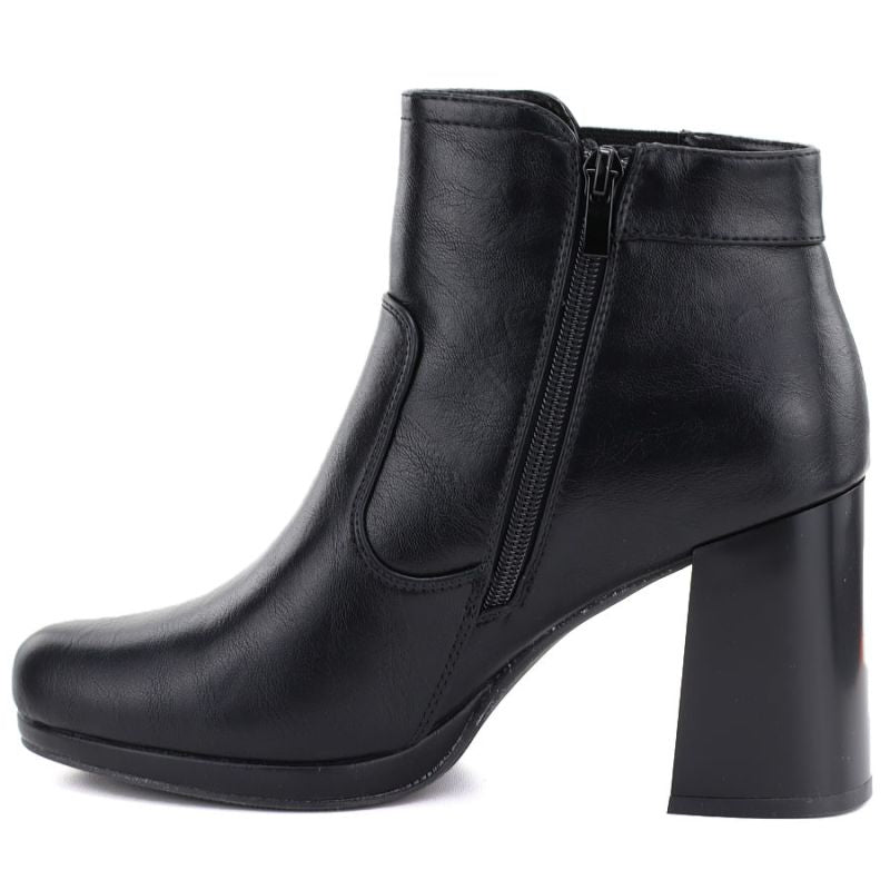 Women's ankle boots with a block heel and platform, insulated, black, M.Daszyński AF125B-1