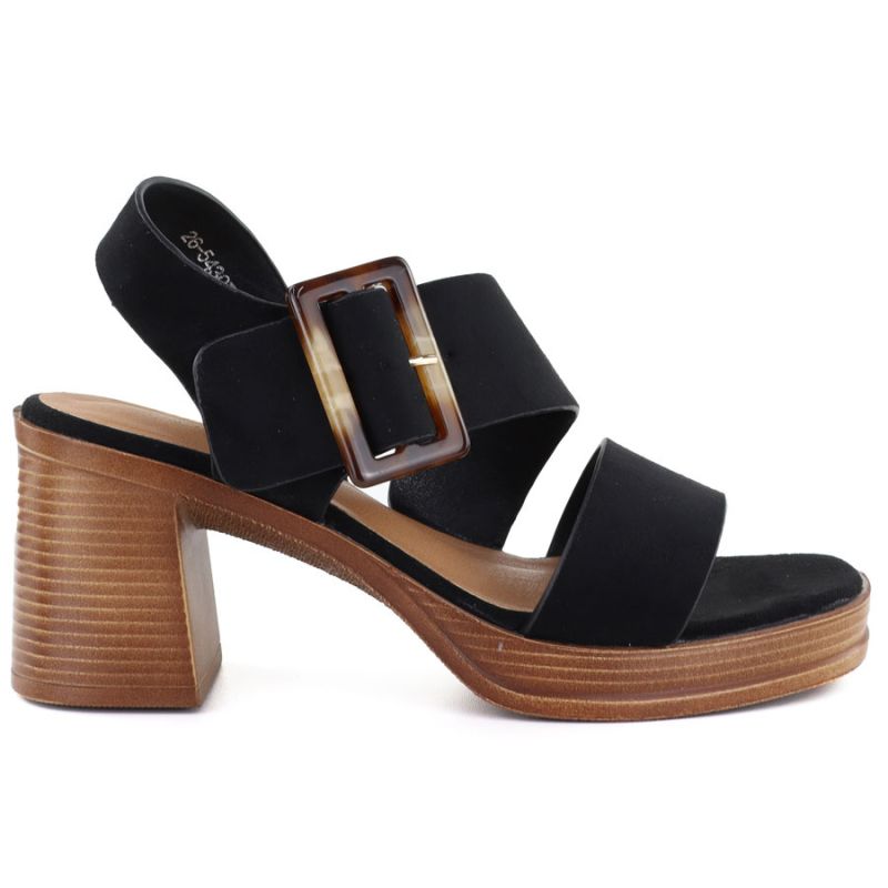 Women's suede sandals with a block heel, black, Potocki 54307 To be categorized Your Sports Performance