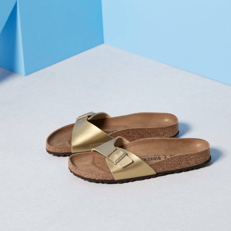 Birkenstock Madrid Birko-Flor Gold women's regular wide gold flip-flops (1016106) Footwear/Lifestyle/Brinkenstock/Klapki/chodaki Your Sports Performance