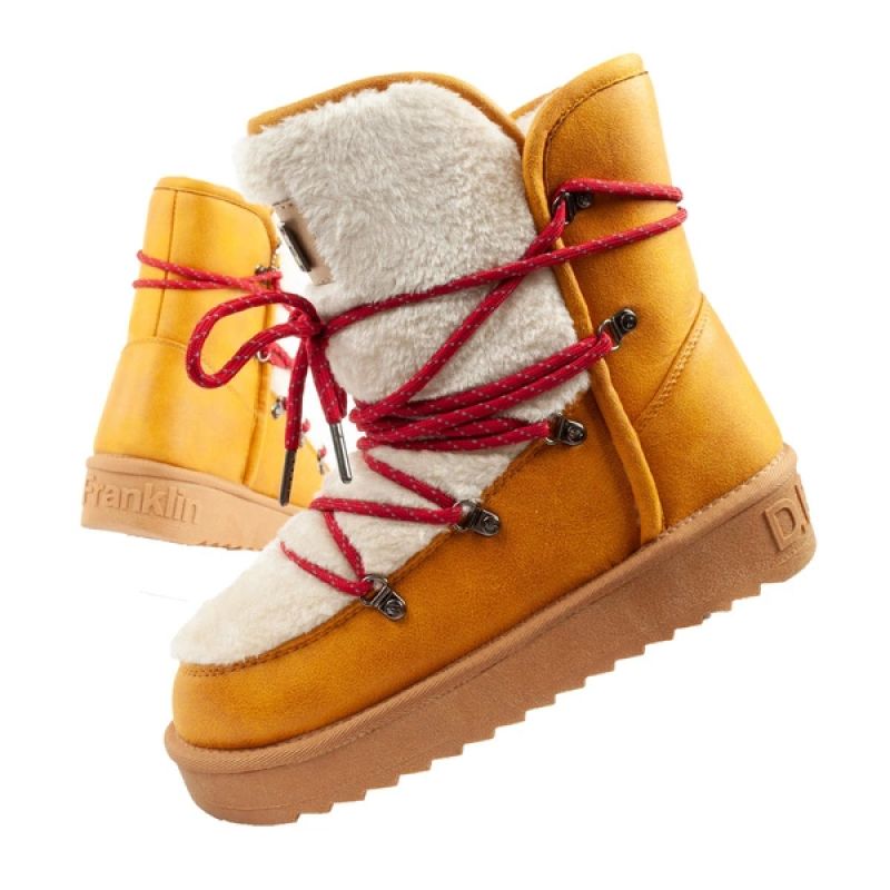 D.Franklin women's winter snow boots, fashionable fur lining, mustard color D.Franklin