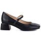 Women's block heel shoes with a strap, black Potocki 12815 Potocki