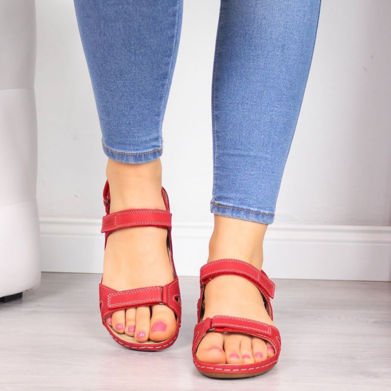 Red Velcro leather sandals W Helios 205 Footwear/Outdoor Your Sports Performance