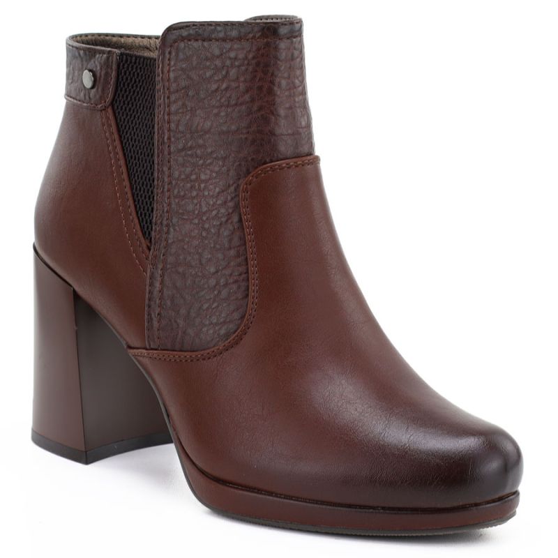 Women's ankle boots with a block heel and platform, insulated, dark brown, M.Daszyński AF125B-1