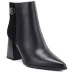 Women's black leather high-heeled ankle boots D&A S.Barski CR62-3477