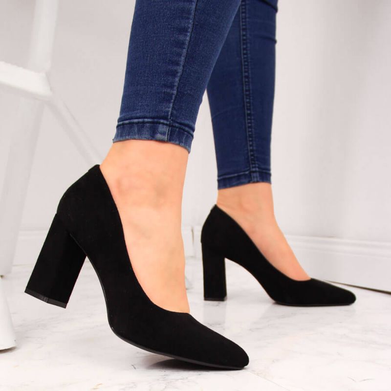 Sergio Leone W SK316A Suede Pumps on the Block Heel in Black Footwear/Lifestyle Your Sports Performance