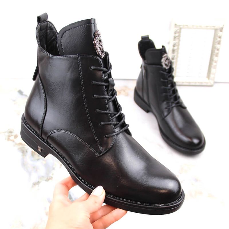 Lace-up and zipper ankle boots Potocki W WOL171B black Footwear/Outdoor/Potocki Your Sports Performance