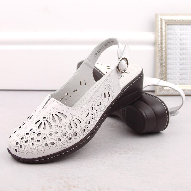 Comfortable women's leather sandals with openwork white T.Sokolski L26-27 T.Sokolski