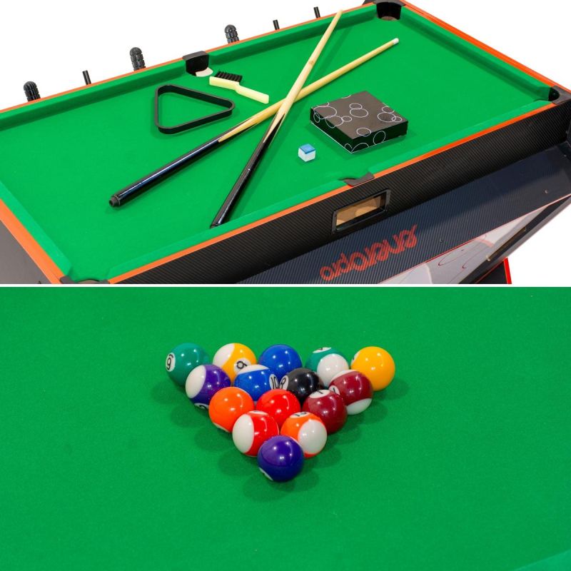3-in-1 ROTARY GAME TABLE BILLIARDS TABLE FOOTBALL AIR HOOK-UP 121x84.5x85.3CM BLACK Accessories Your Sports Performance