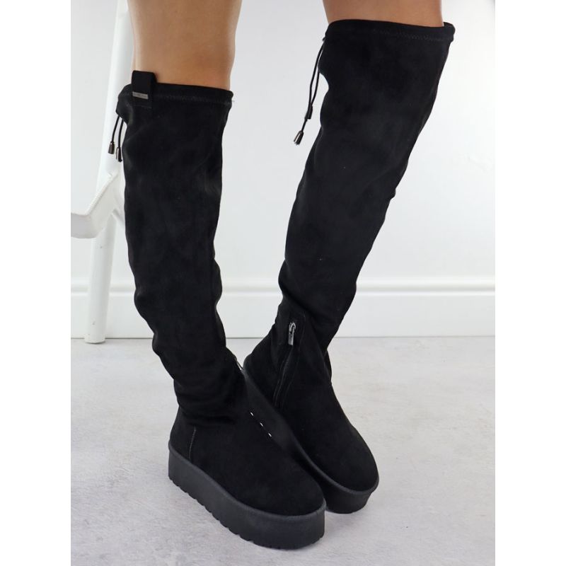 Women's Black Suede Platform Boots Big Star SS274264 Footwear Your Sports Performance