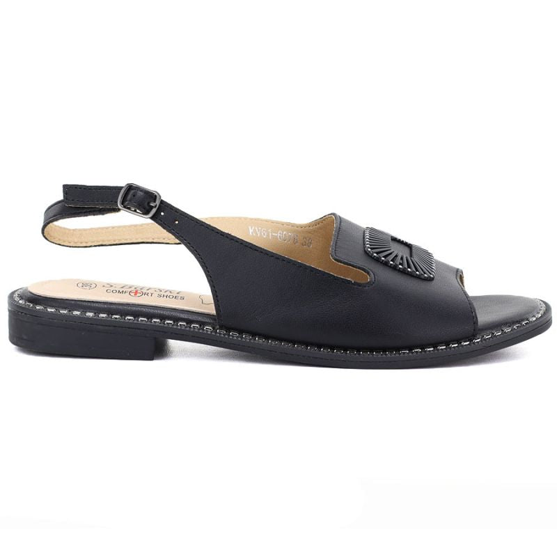 Women's black leather sandals S.Barski KV61-6076 S.Barski