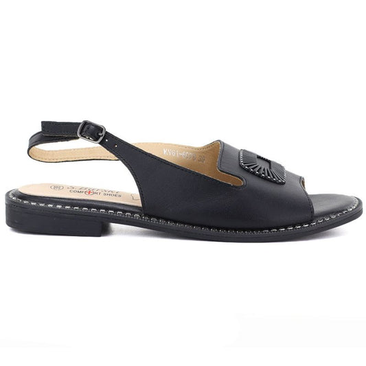 Women's black leather sandals S.Barski KV61-6076 S.Barski