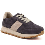 Women's leather shoes, sneakers, brown, Potocki 40354