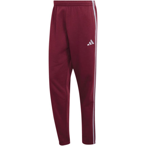 Men's adidas Essentials 3-Stripes Fleece Tapered Cuffed Pants Burgundy KY4134
