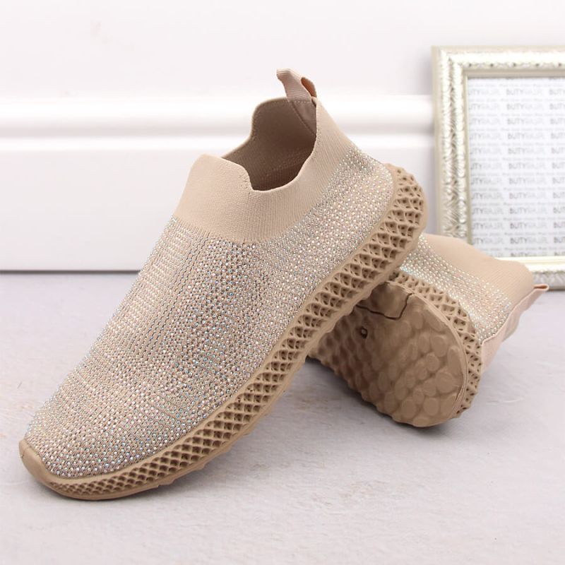 D&A W OLI257A beige slip-on sneakers with rhinestones Footwear/Lifestyle/S.Barski Your Sports Performance