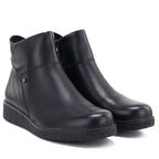 Sergio Leone BT-12-S Black Leather Wedge Ankle Boots