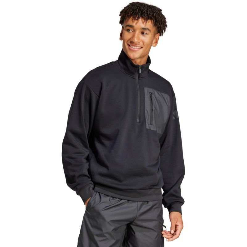 Men's adidas City Escape Fleece Half-Zip GD Sweatshirt Black JF3290 To be categorized Your Sports Performance
