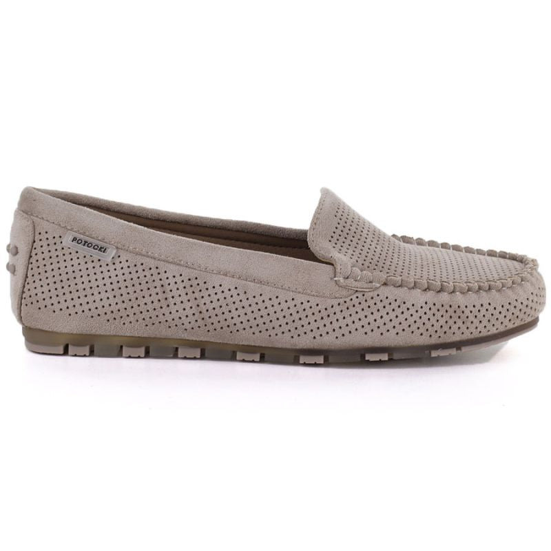 Women's moccasins, suede shoes, khaki, Potocki 09301 Potocki