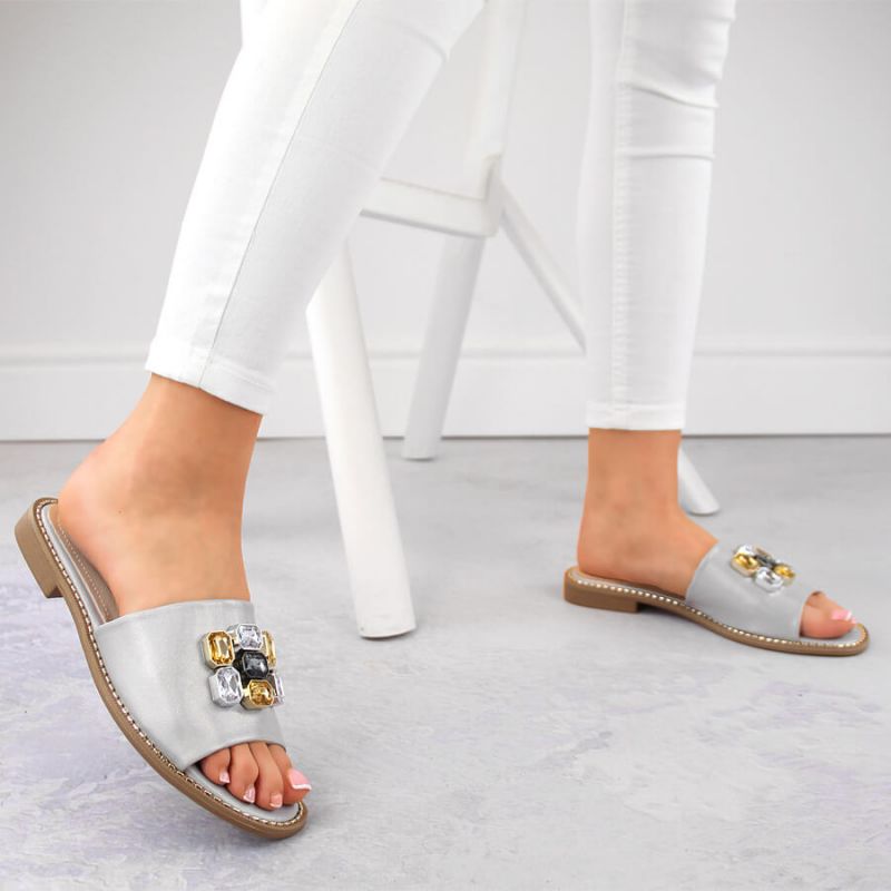 S.Barski W OLI262B silver flip-flops with zircons Footwear/Lifestyle/S.Barski Your Sports Performance